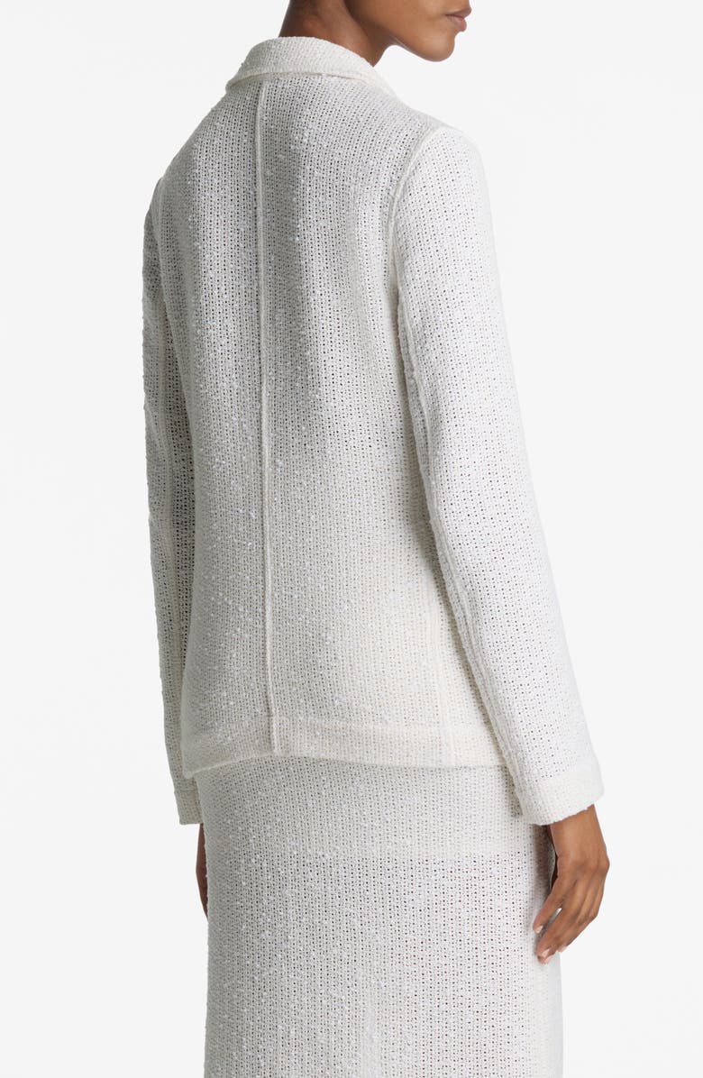 ST. JOHN Lightweight Open Stitch Cotton Blend Blazer, Alternate, color, Ivory