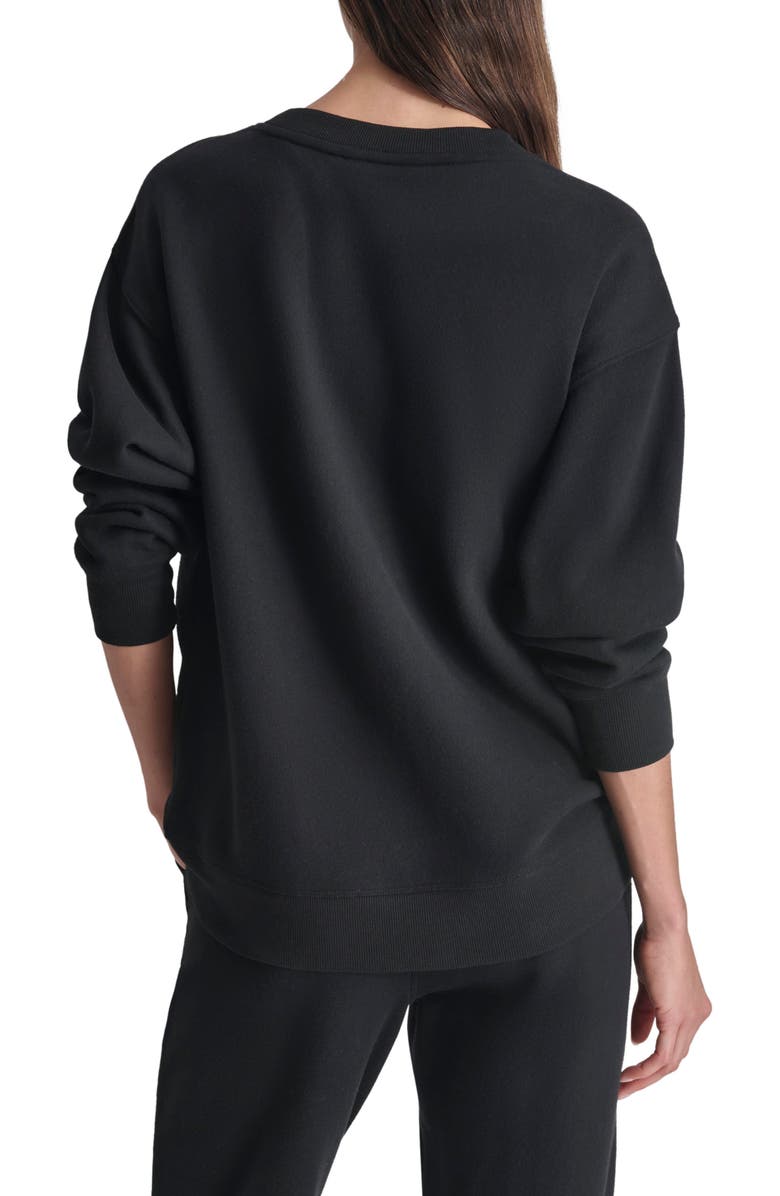 DKNY Varsity Satin Logo Sweatshirt, Alternate, color, 