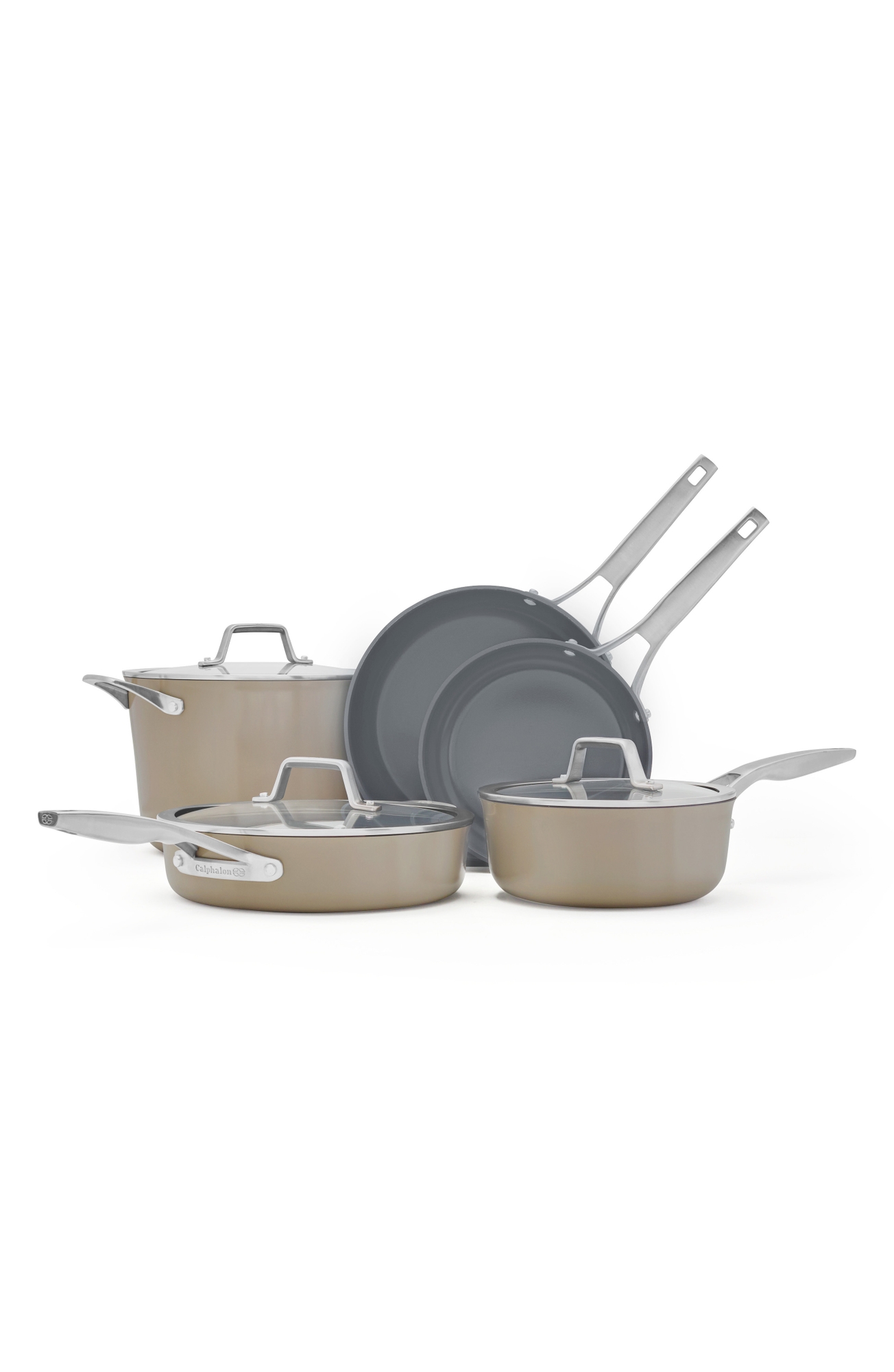 CALPHALON Premier Ceramic Nonstick 8-Piece Cookware Set - Cream