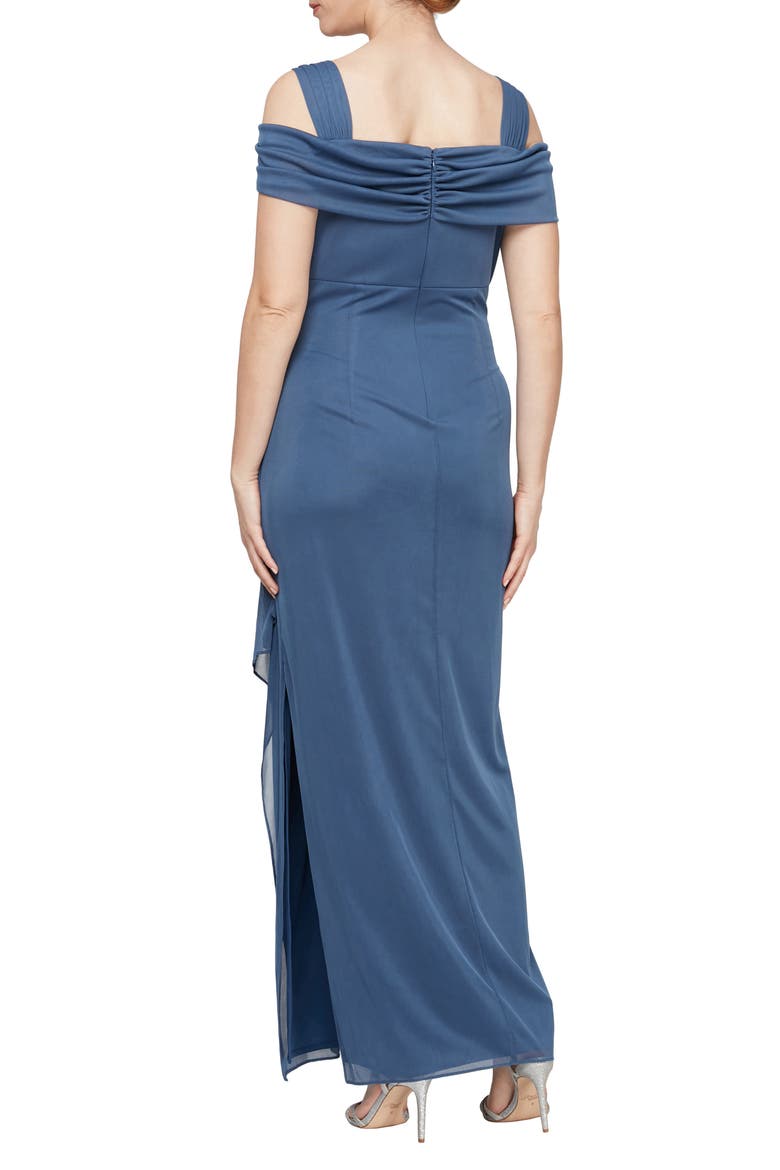 Embellished Cold Shoulder Column Evening Gown, Alternate, color, WEDGEWOOD