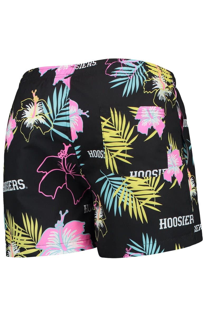 FOCO Men's FOCO Black Indiana Hoosiers Neon Floral Swim Trunks, Alternate, color, Black