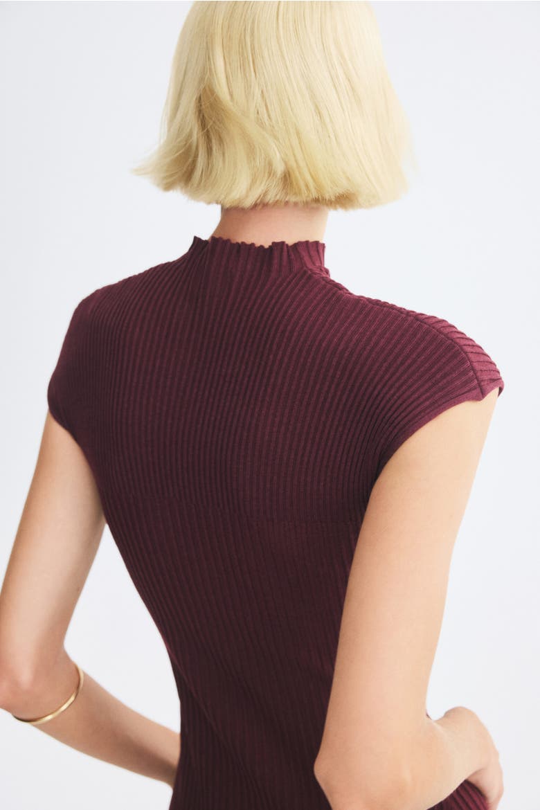 Rib-Knit Mock Turtleneck Dress, Alternate, color, Burgundy
