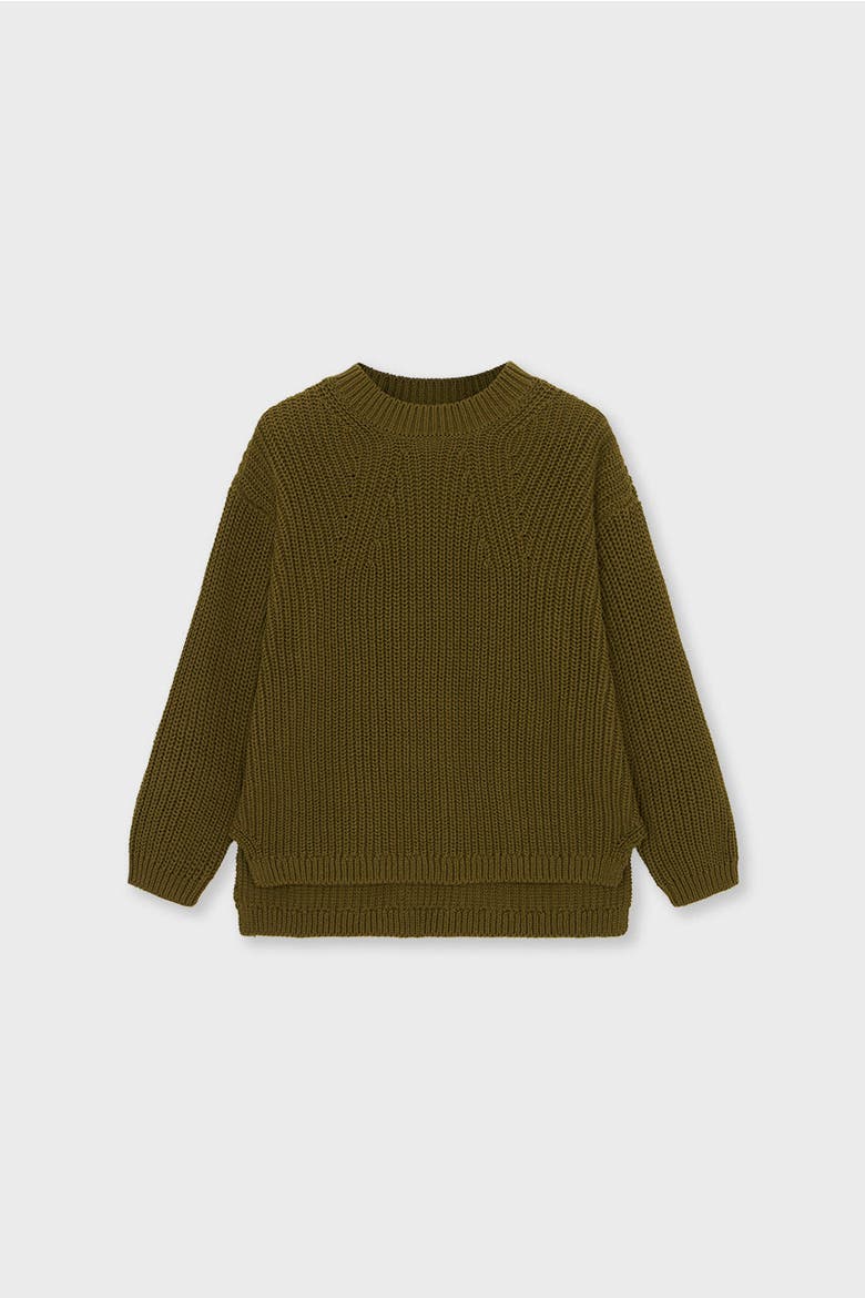Organic Cotton Knit Sweater, Main, color, Military Olive