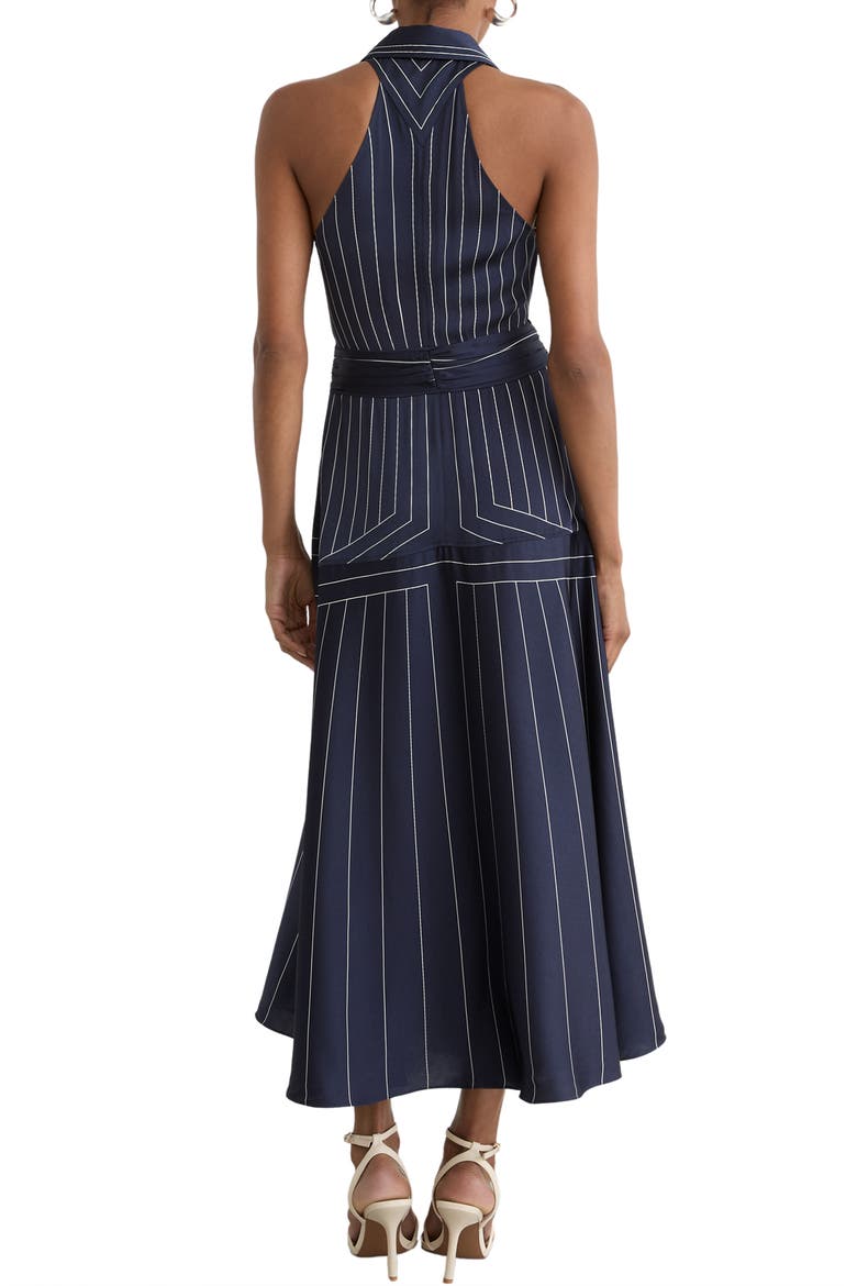 Casey Striped Halter Midi Dress, Alternate, color, NAVY