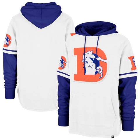 Men's '47  White Denver Broncos Throwback Shortstop Pullover Hoodie