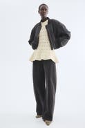 H&M Pointelle-knit Peplum Top