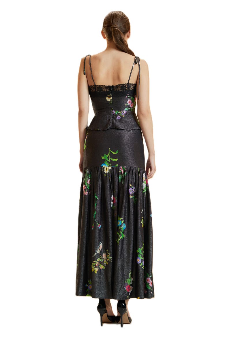 Printed Lurex Skirt, Alternate, color, Black Floral