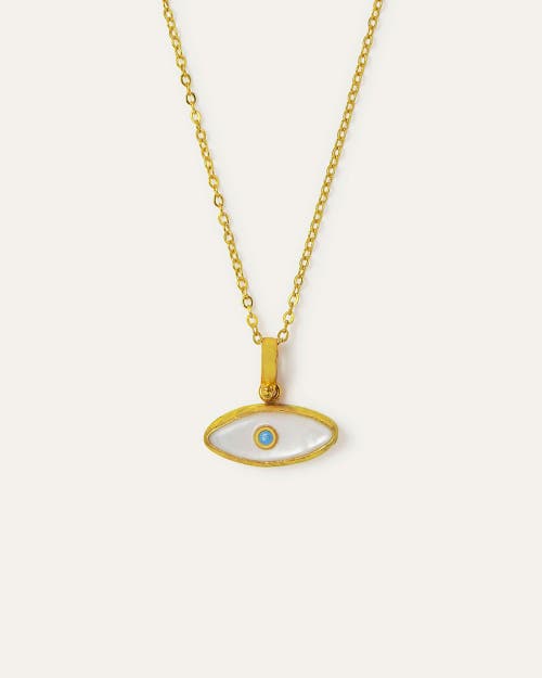 Ottoman Hands Aretha Mother Of Pearl Eye Pendant Necklace In Gold