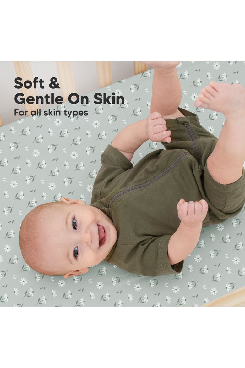 Soothe Fitted Crib Sheets, Alternate, color, Daisies