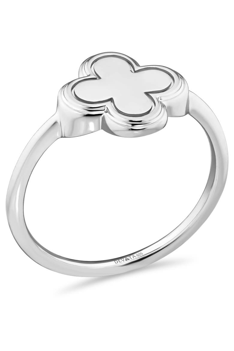 Clover Ring in Rhodium Plated Sterling Silver, Alternate, color, Silver