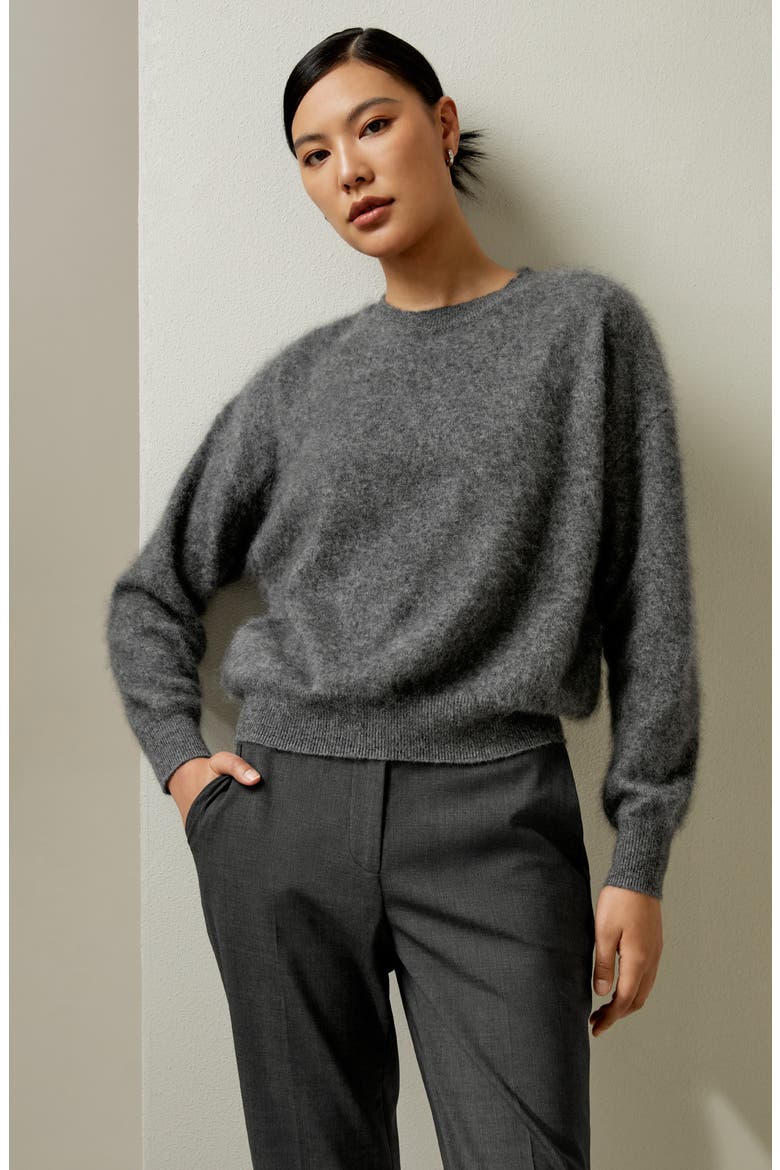 Women's Relaxed Drop-Shoulder Cashmere Sweater, Alternate, color, Dark Gray