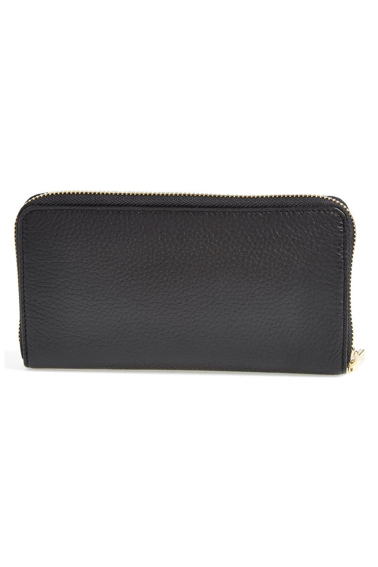 'Plaque' Zip Continental Wallet, Alternate, color, BLACK