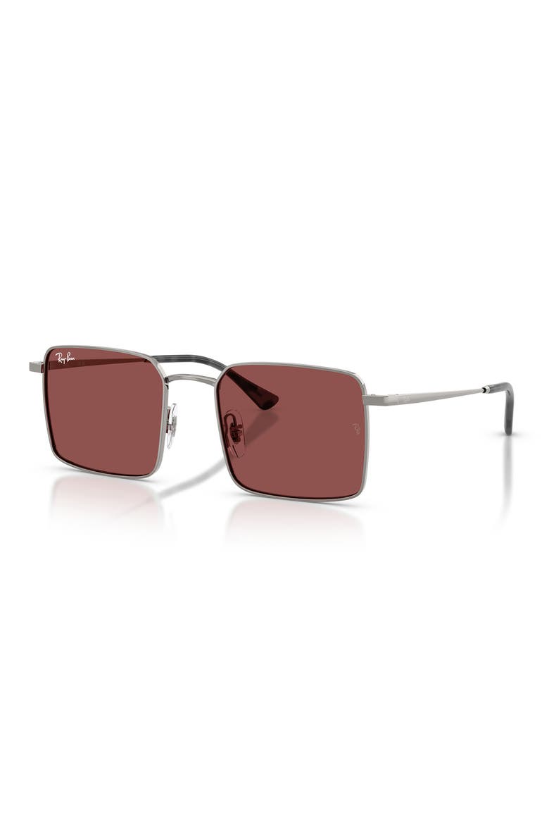 53mm Square Sunglasses, Alternate, color, GUNMETAL / DARK VIOLET