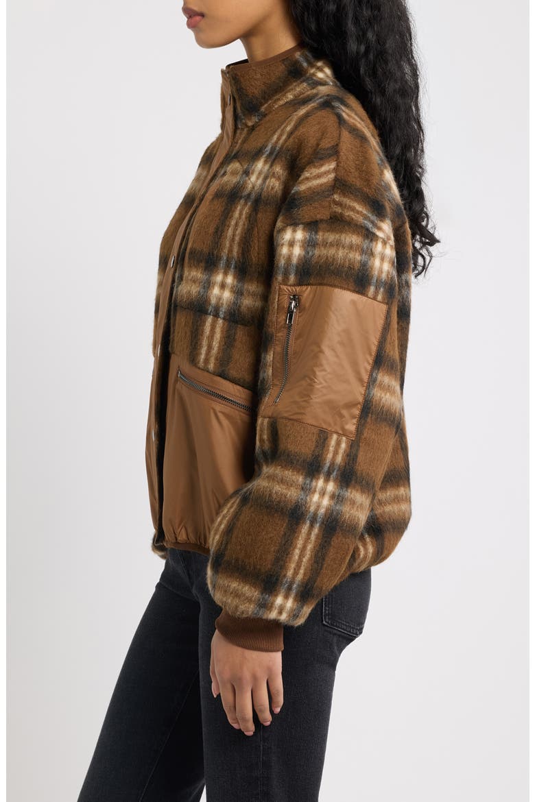 Lucien Plaid Mixed Media Jacket, Alternate, color, TOFFEE PLAID