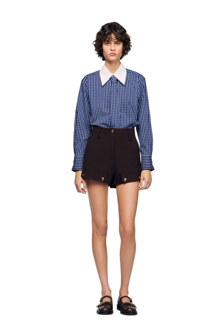 Checkered shirt with removable tie, Alternate, color, Blue / black