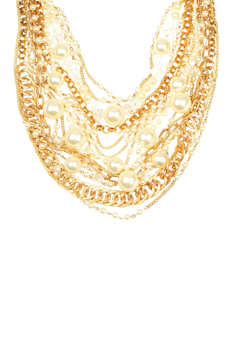 EYE CANDY LOS ANGELES Pearly Loop Faux Pearl Necklace, Alternate, color, Gold