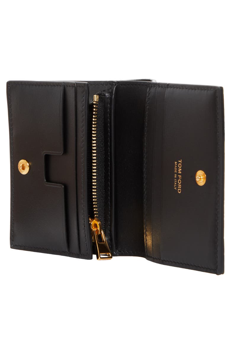 TOM FORD T-Line Croc Embossed Leather Card Holder, Alternate, color,