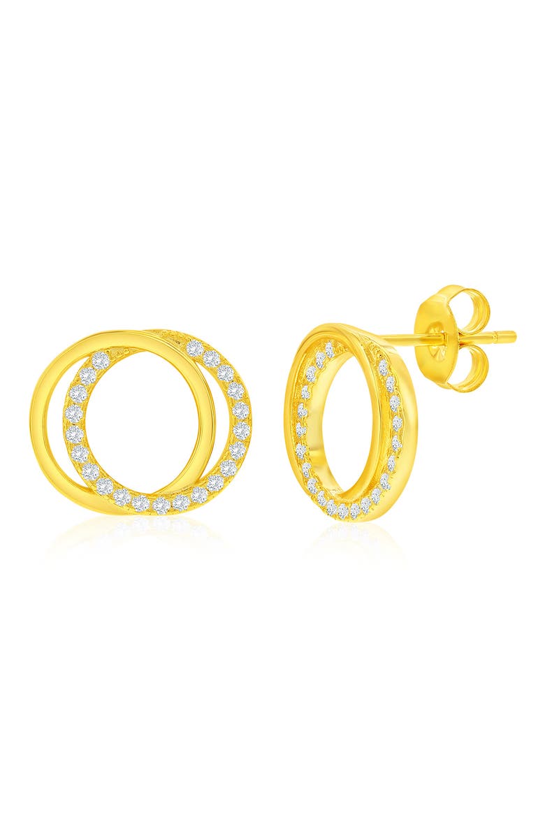 Cubic Zirconia Interlocking Circle Stud Earrings & Pendant Necklace Set, Alternate, color, GOLD