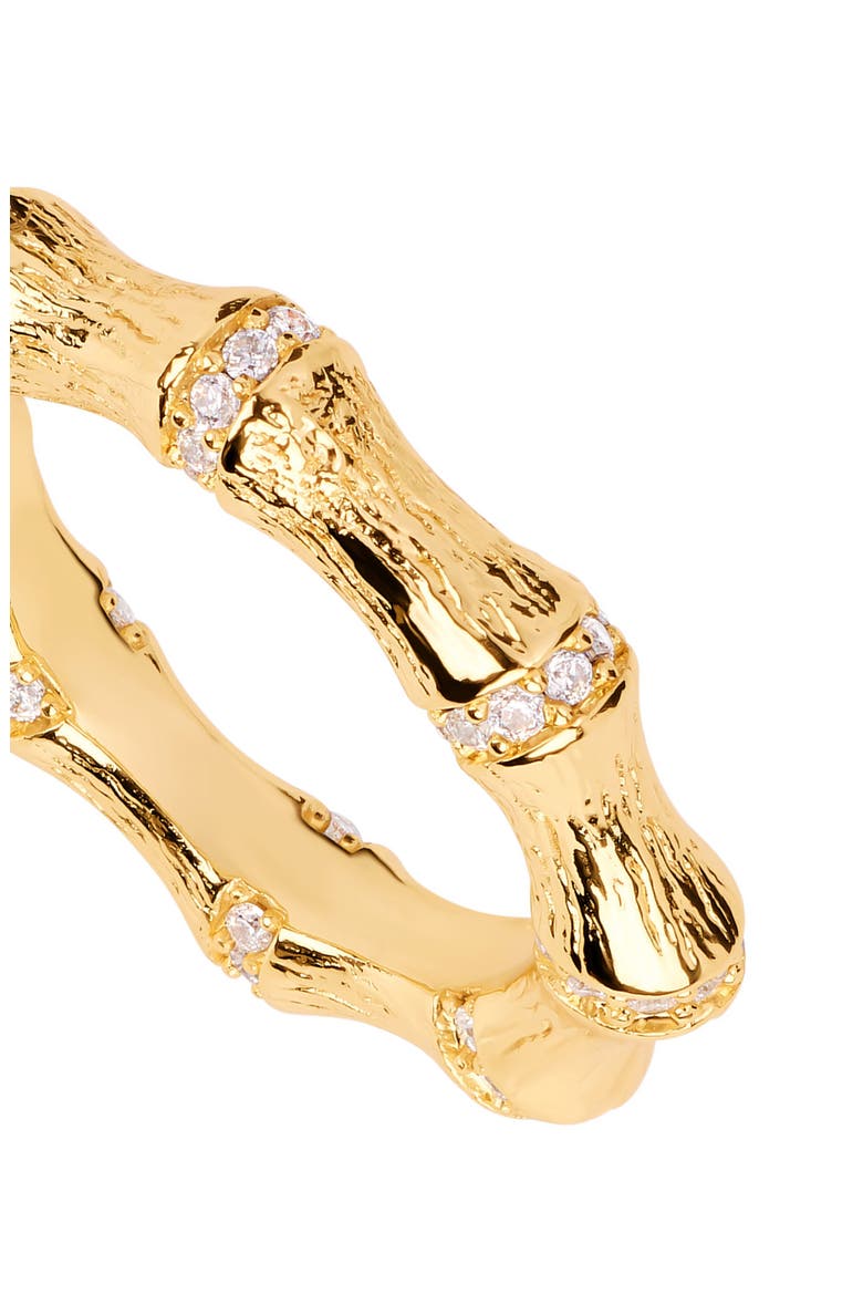 Cubic Zirconia Bamboo Band Ring, Alternate, color, GOLD