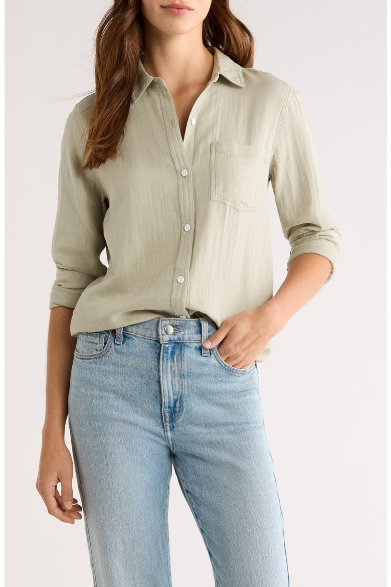 Freeman Cotton Button-Up Shirt, Main, color, VINTAGE SAGE