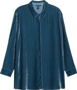 Eileen Fisher Classic Collar Velvet Button-Up Shirt
