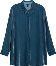 Eileen Fisher Classic Collar Velvet Button-Up Shirt