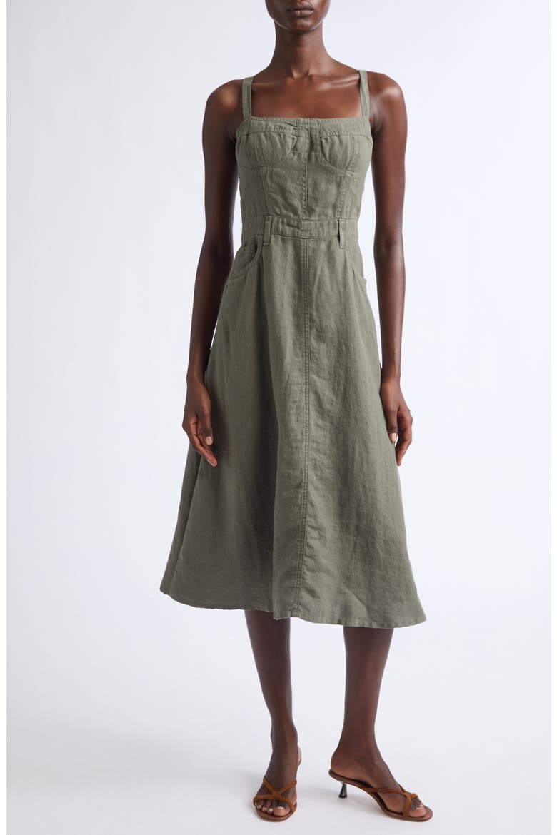 Jovie Bustier Sleeveless Midi Dress, Main, color, SMOKEY OLIVE