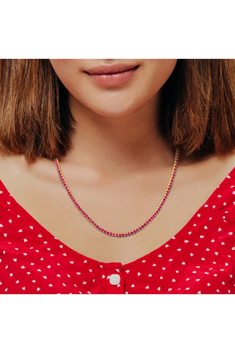 Gemstone Tennis Necklace 14k Gold, Alternate, color, Ruby