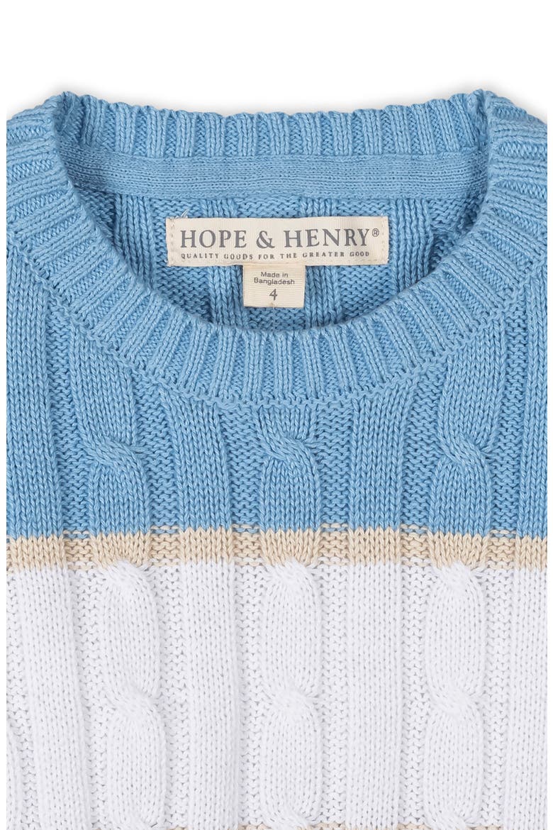Kids' Organic Cable Crewneck Pullover Sweater, Alternate, color, Bluebell Stripe