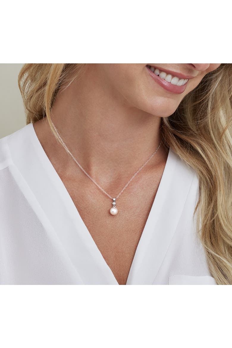 Akoya Pearl & Diamond Michelle Pendant, Alternate, color, White Gold