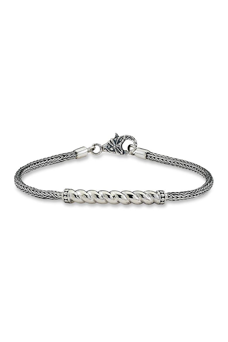 Sterling Silver 2.5mm Tulang Naga Twisted Cable Design Bar Bracelet, Main, color, SILVER