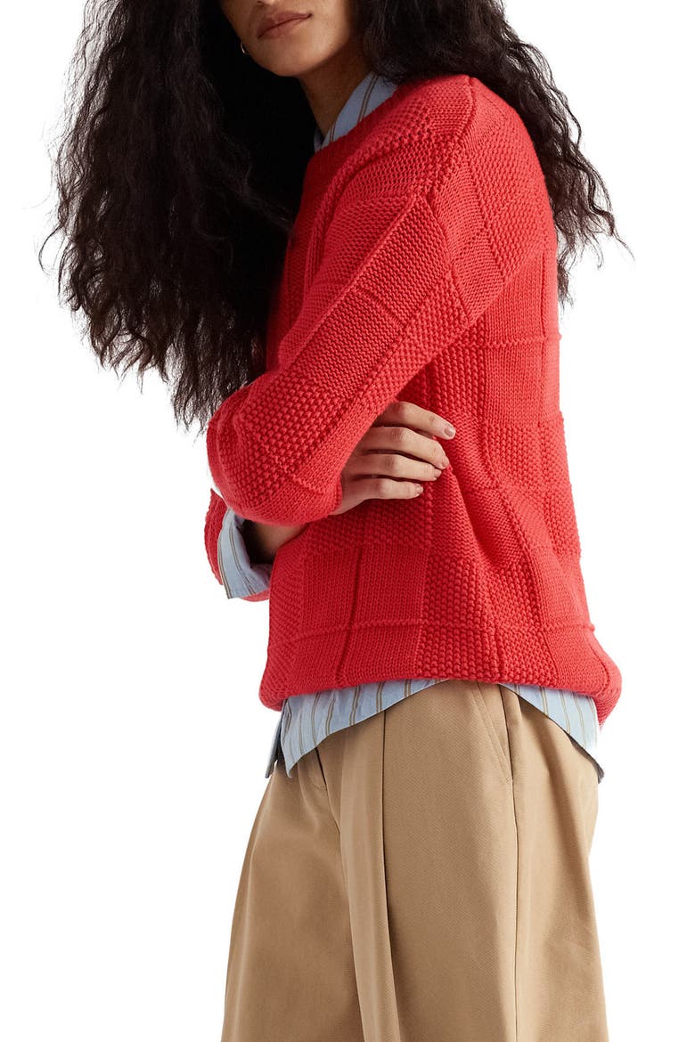 Hedge Rock Check Stitch Organic Cotton Blend Sweater, Alternate, color, CAYENNE