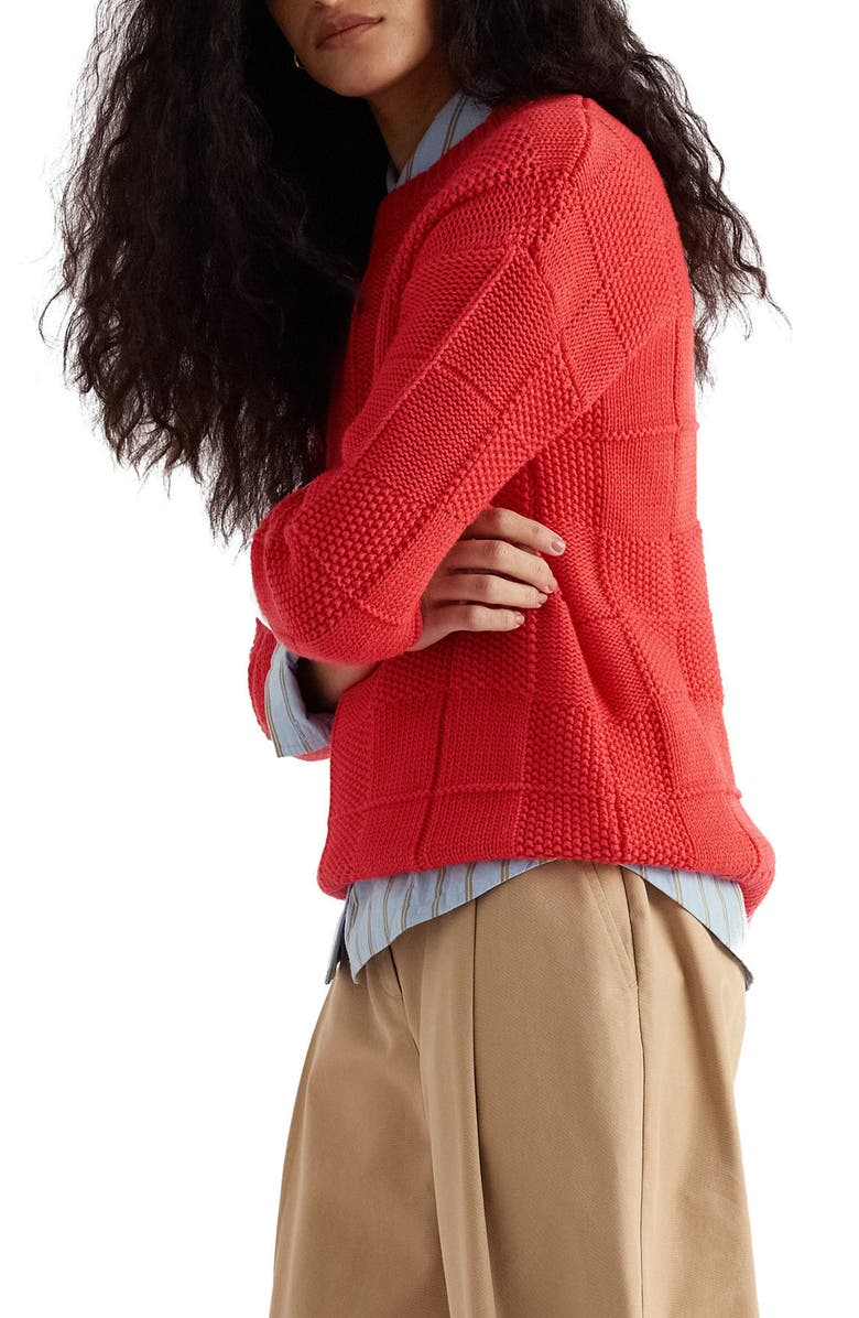 Seasalt Cornwall Hedge Rock Check Stitch Organic Cotton Blend Sweater, Alternate, color, Cayenne