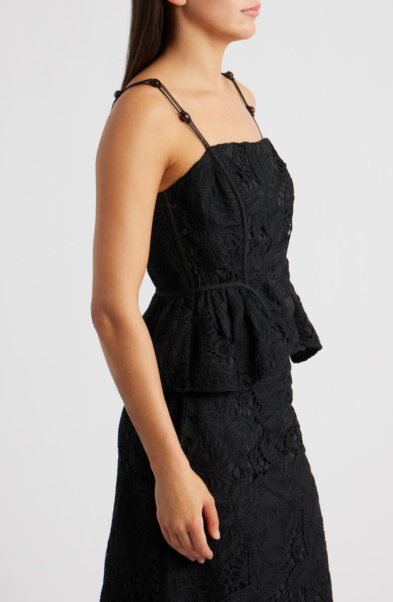 CIEBON Luna Embroidered Peplum Tank, Alternate, color, Black