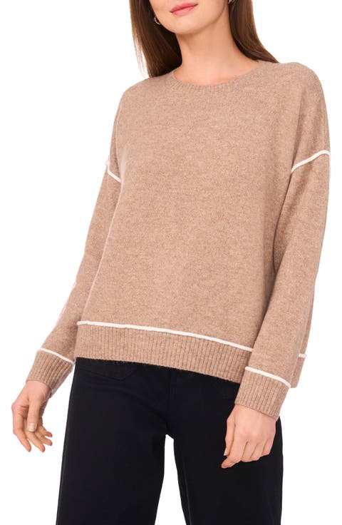 Contrast Trim Crewneck Sweater