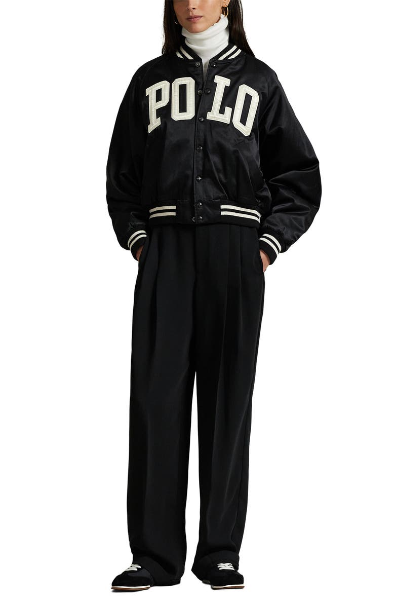Polo Ralph Lauren Logo Satin Bomber Jacket, Alternate, color,