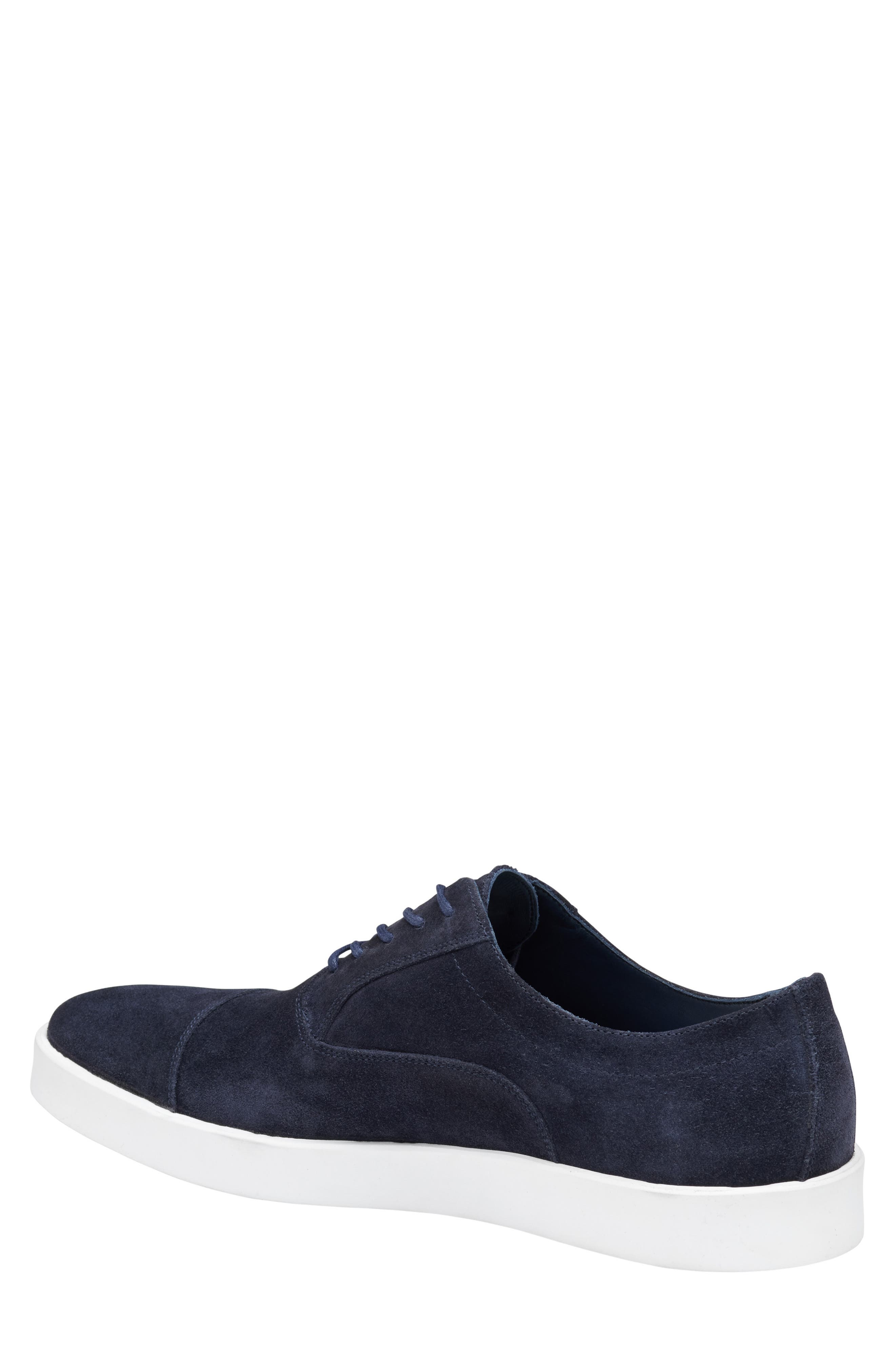 Johnston & Murphy Bolivar Cap Toe Water Resistant Sneaker, Alternate, color, Navy Italian Suede