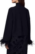 Sanctuary Feather Trim Mock Neck Sweater
