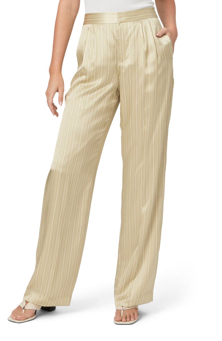 PAIGE Garrett Stripe Silk Pants, Main, color, Pale Olive/ Marble