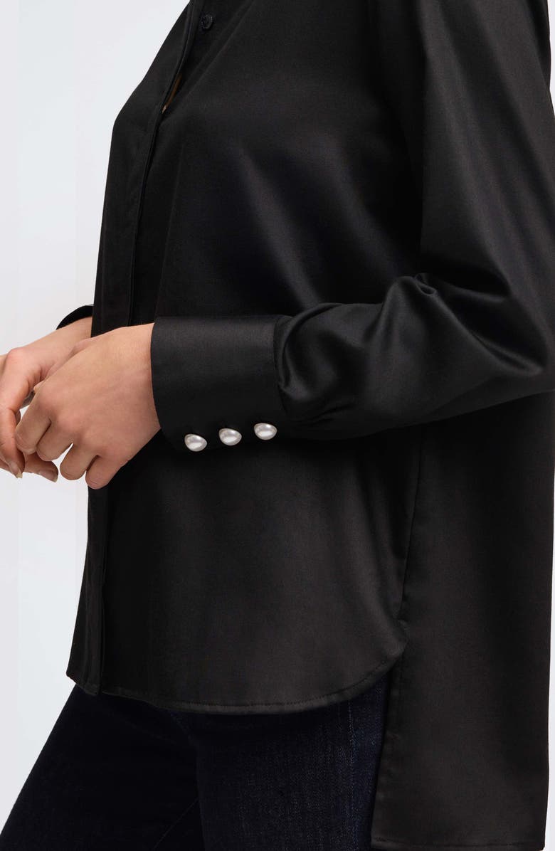 Foxcroft Matte Sateen Button-Up Shirt, Alternate, color, Black