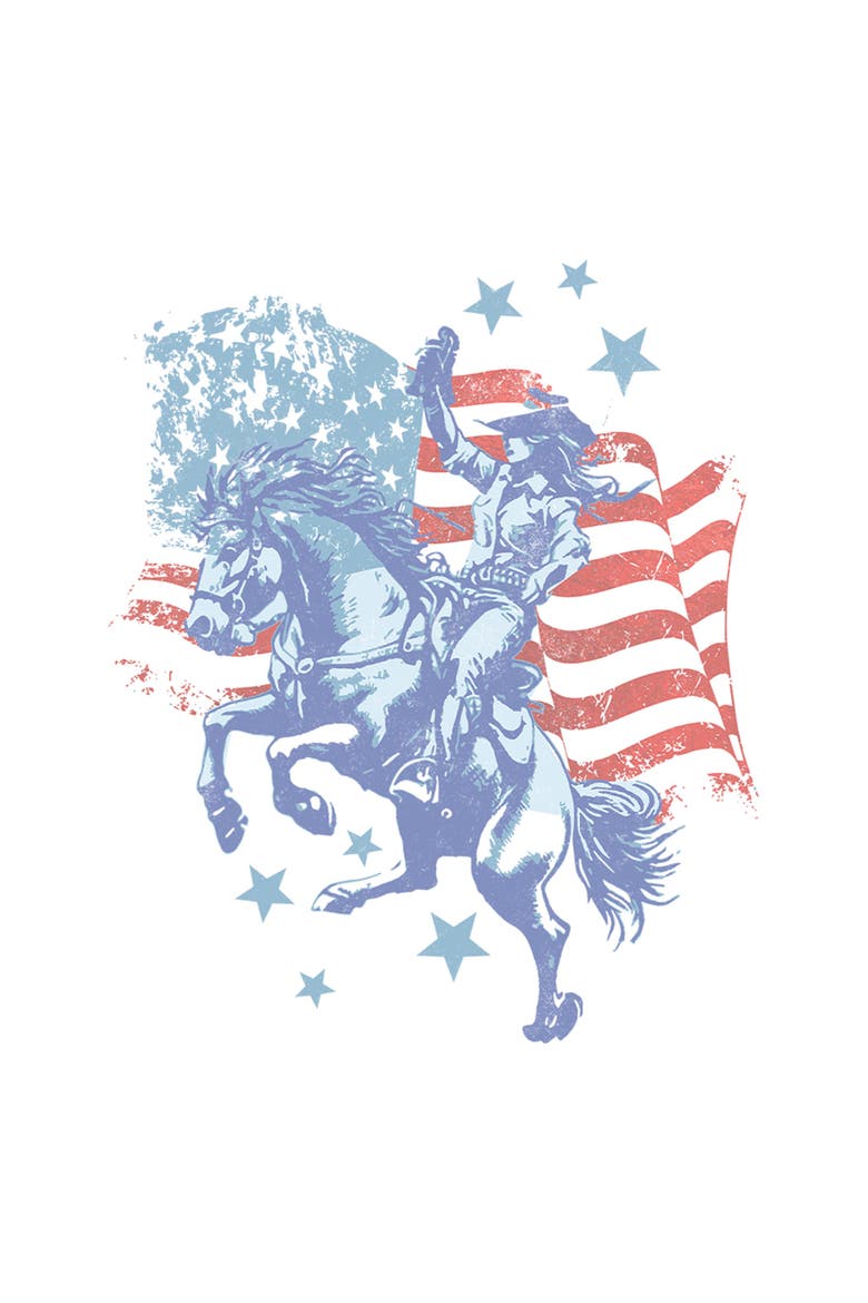 Juniors Lost Gods Proud American Cowgirl T Shirt, Alternate, color, White