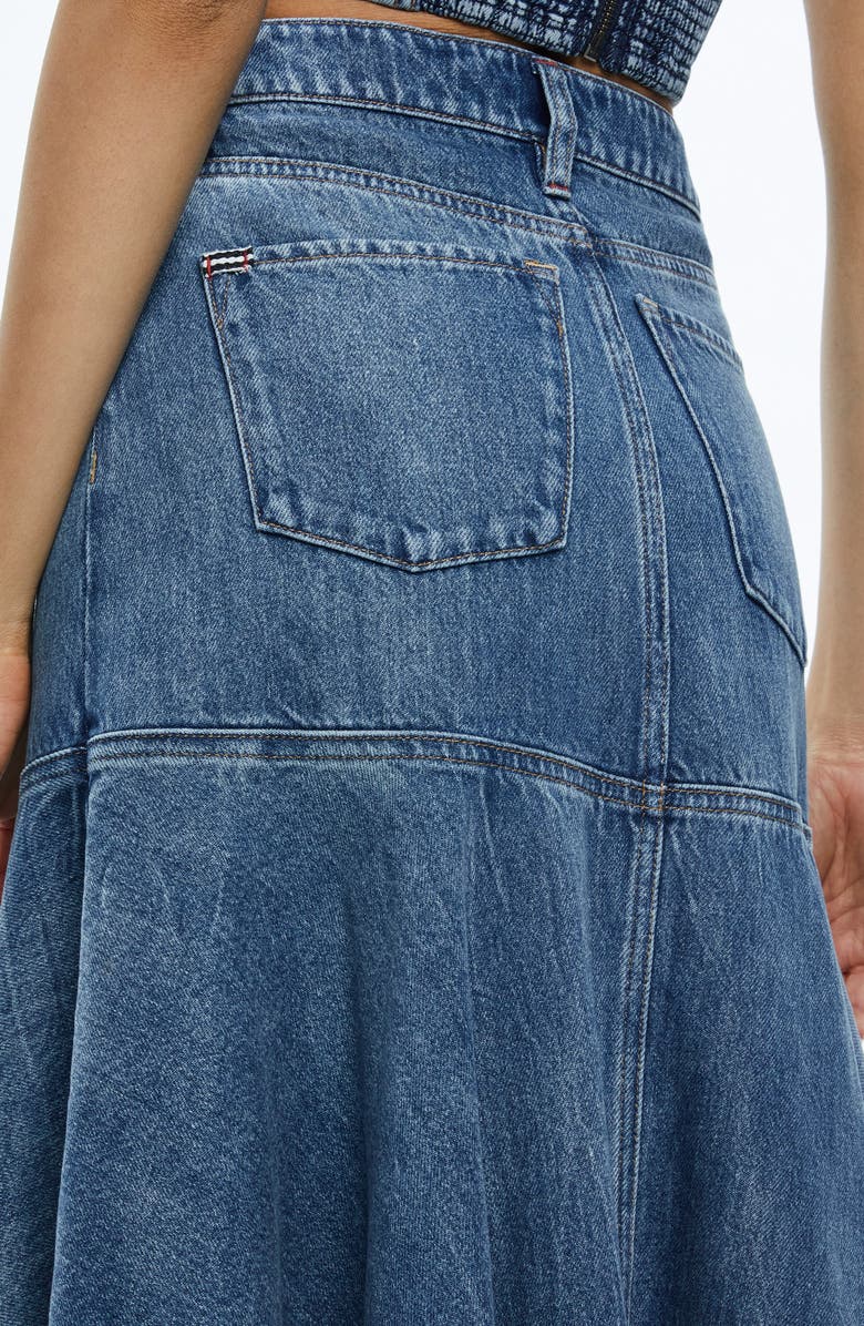 Alice + Olivia Donella High/Low Denim Skirt, Alternate, color, 