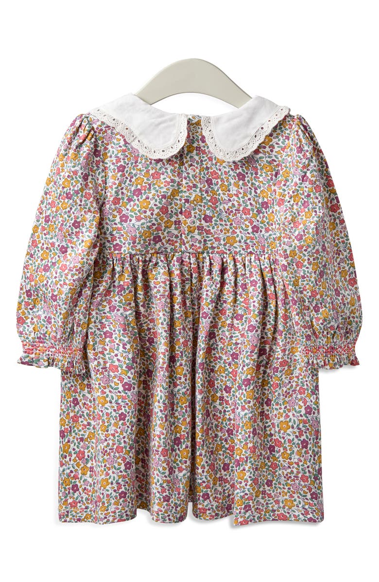 JOJO MAMAN BEBE Peter Pan Collar Floral Print Smocked Cotton Dress, Alternate, color, Pink