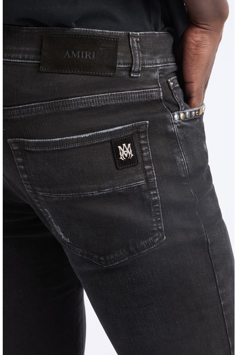 MX1 Studded Patch Ripped Skinny Jeans, Alternate, color, VINTAGE BLACK