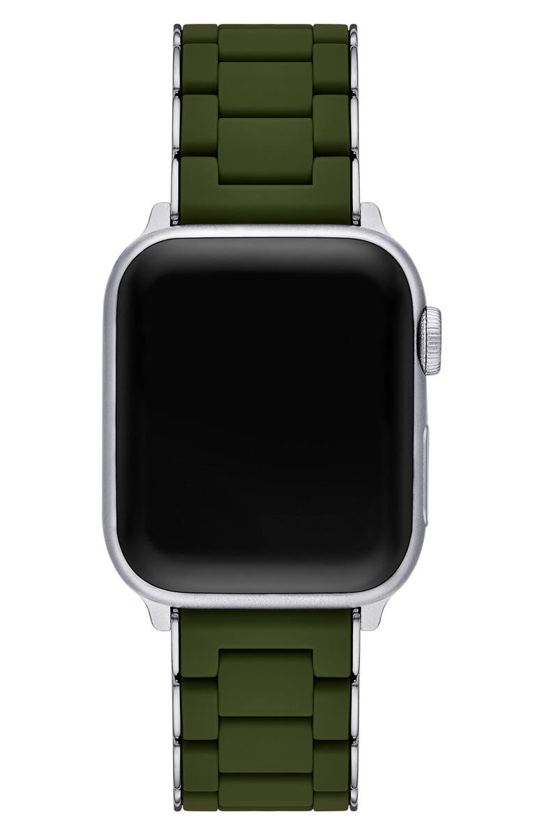 MICHELE Silicone Apple Watch<sup>®</sup> Watchband, Alternate, color, Dark Green /Silver