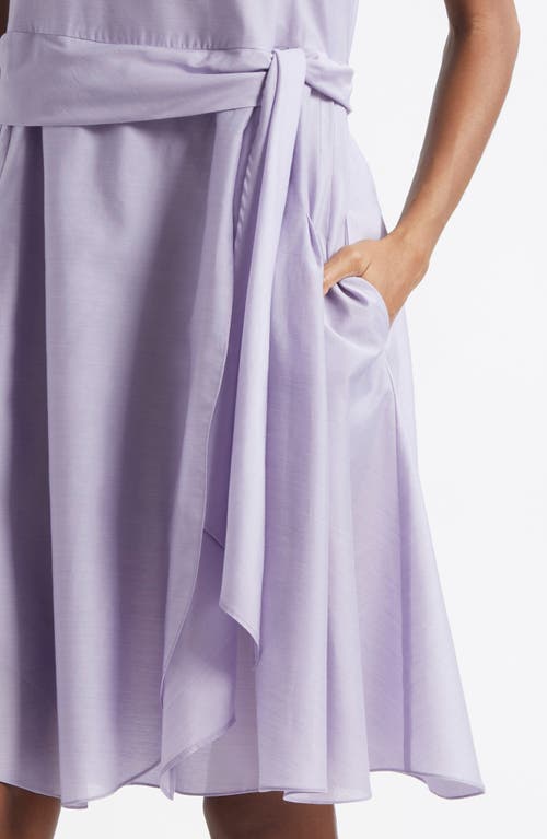 Emporio Armani Muslin Faux Wrap Dress In Lilac