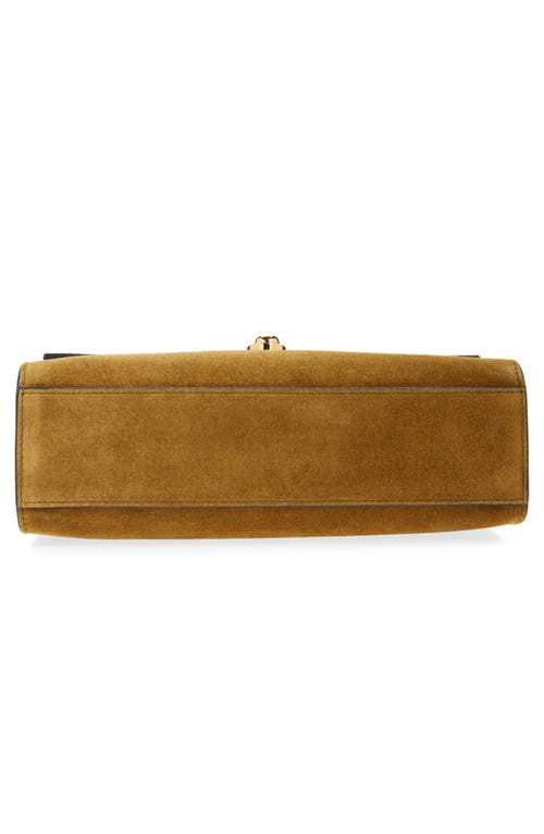 Savette Symmetry Pochette Suede Top Handle Bag In Sepia