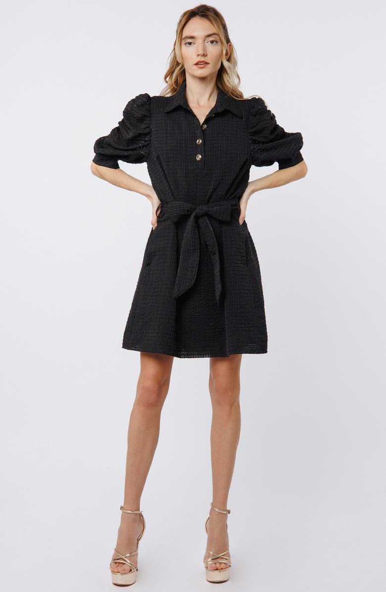 CIEBON Scarlette Puff Sleeve Minidress, Alternate, color, Black