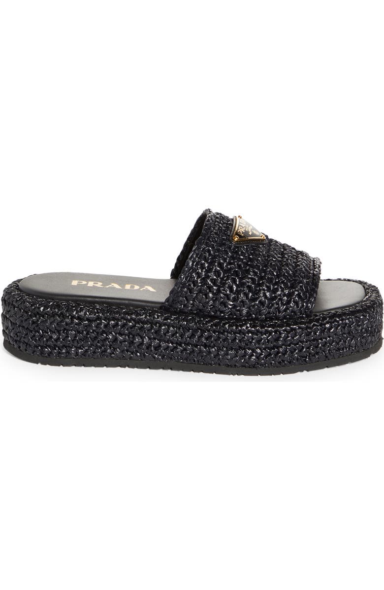 Prada Raffia Flatform Slide Sandal, Alternate, color,