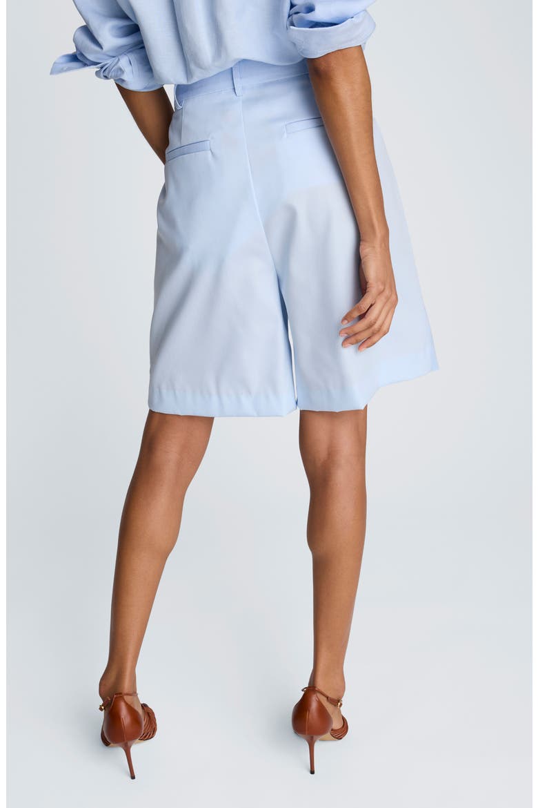 Pleated Linen Bermuda Shorts, Alternate, color, BLUE DAWN